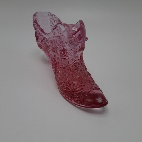Fenton Pink Glass Shoe Slipper Daisy Button Decorative Collectible Vintage - Picture 1 of 11